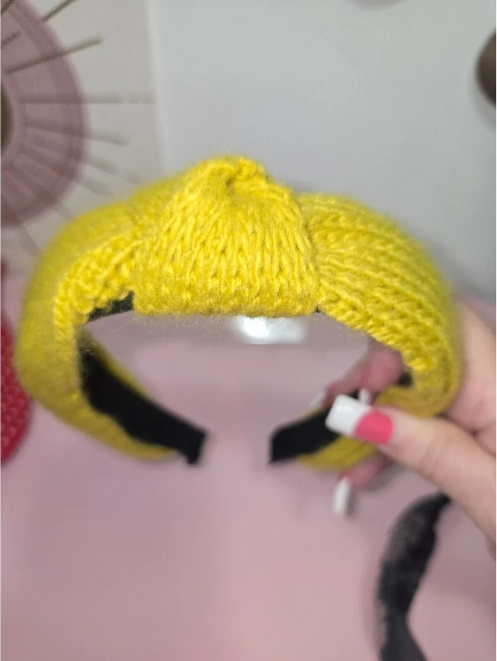 Set of 2 Headbands - Yellow Knit and Black Floral Satin